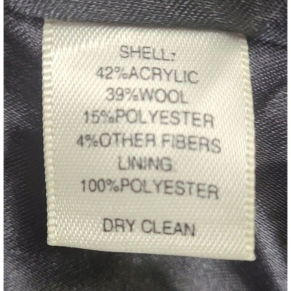 Via Spiga Wool Blend Mid Length Lined Belt Black/Cream Coat Jacket Women's Large - Picture 15 of 16